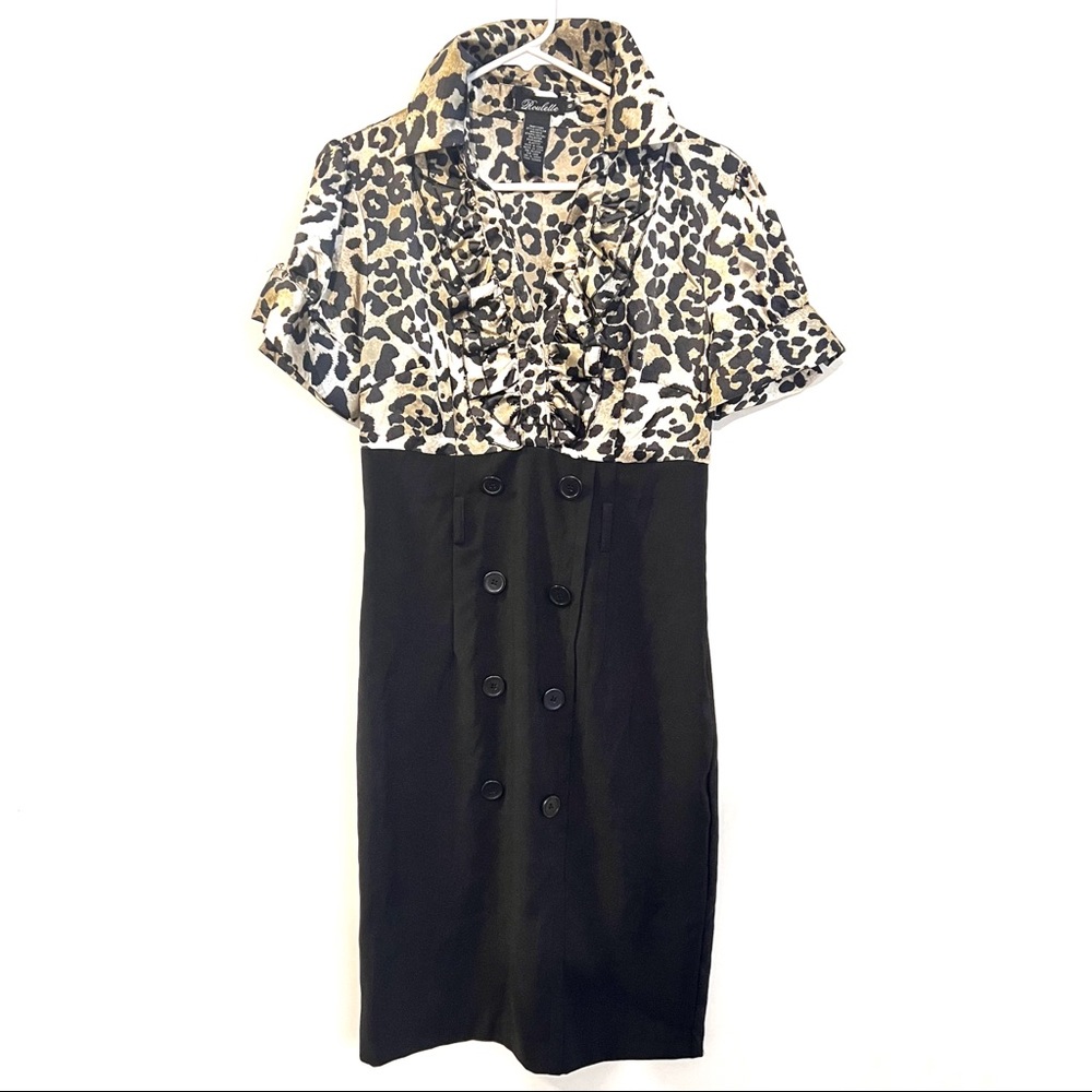 Roulette dress, black and animal print, size 8/Medium